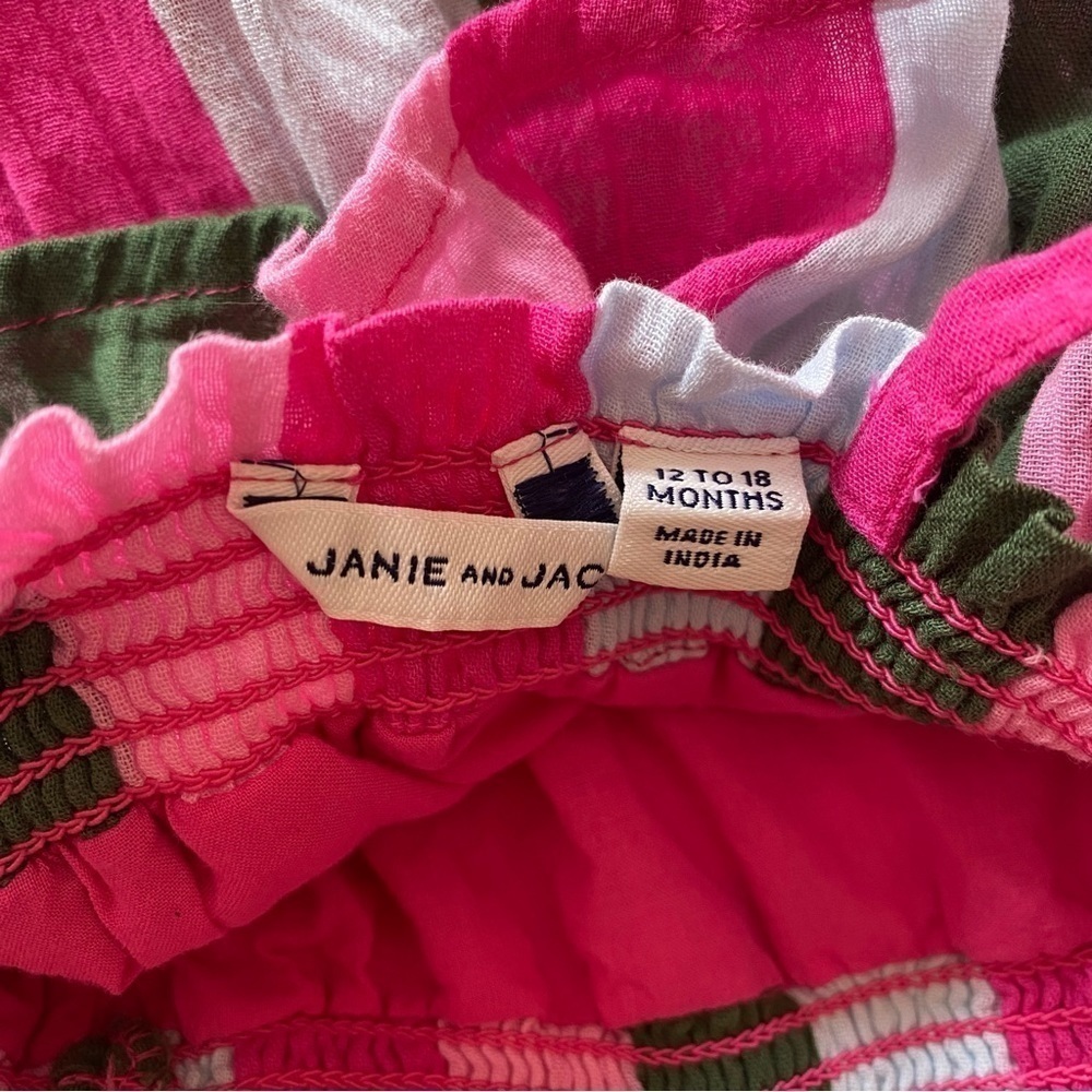 Janie and Jack Green Pink Smocked Gauze Tiered Ruffle Sundress - Picture 8 of 8